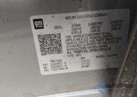 2023 Chevrolet Trailblazer Activ from USA, damaged, VIN KL79MVSL3PB190114